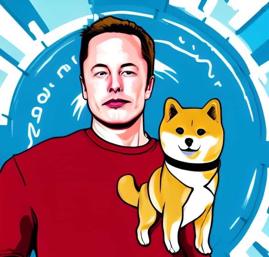 elon musk dodgcoin köpeği ile